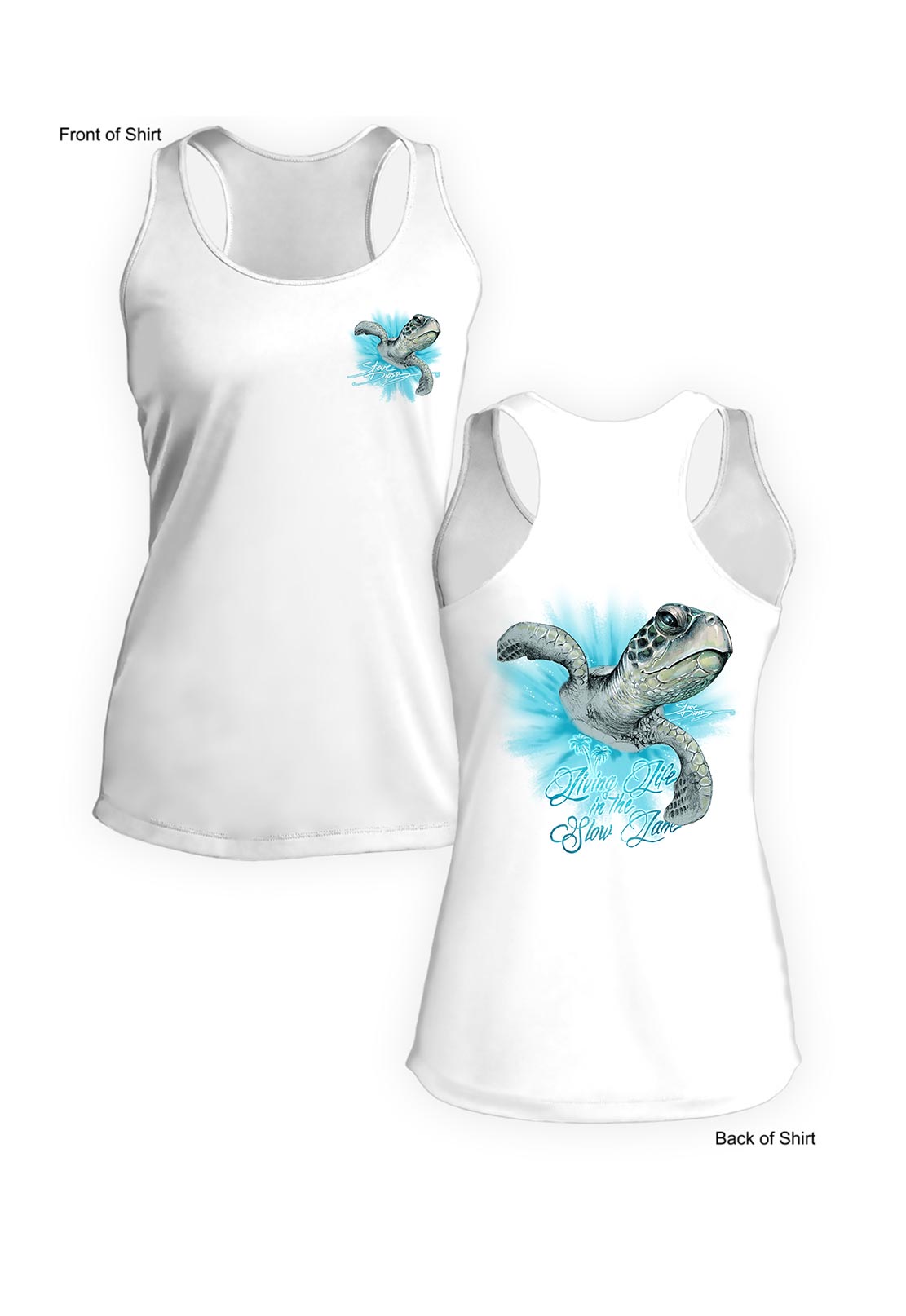 Slow Lane Turtle Color- Ladies Racerback Tank-100% Polyester